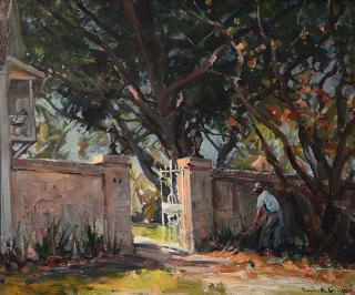 Appraisal: Emille Gruppe American - oil on canvas of Naples Florida