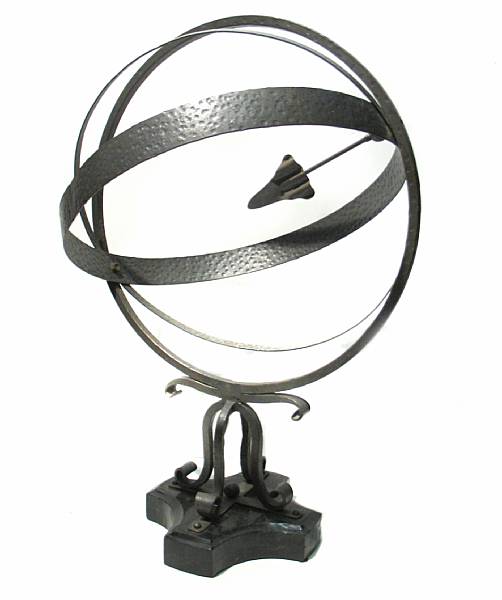 Appraisal: A patinated metal armillary sphere together with a transfer print