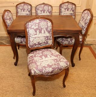 Appraisal: COUNTRY FRENCH WALNUT BREAKFAST TABLE CHAIRS COUNTRY FRENCH WALNUT BREAKFAST