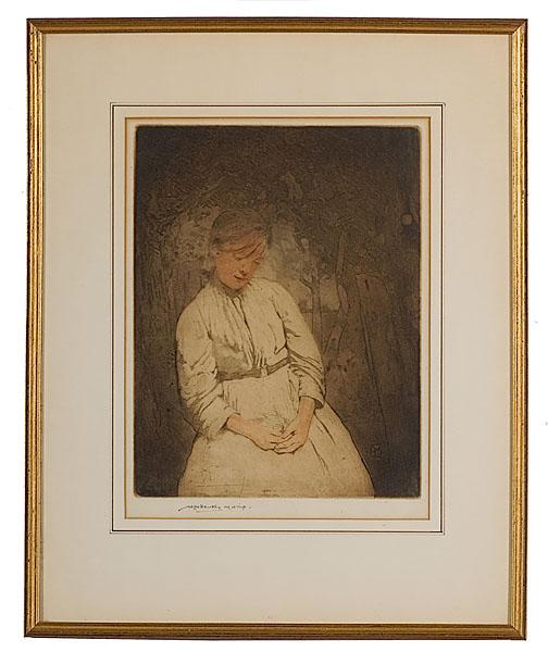 Appraisal: ETCHING BY WILLIAM LEE HANKEY AMERICAN - colored etching and