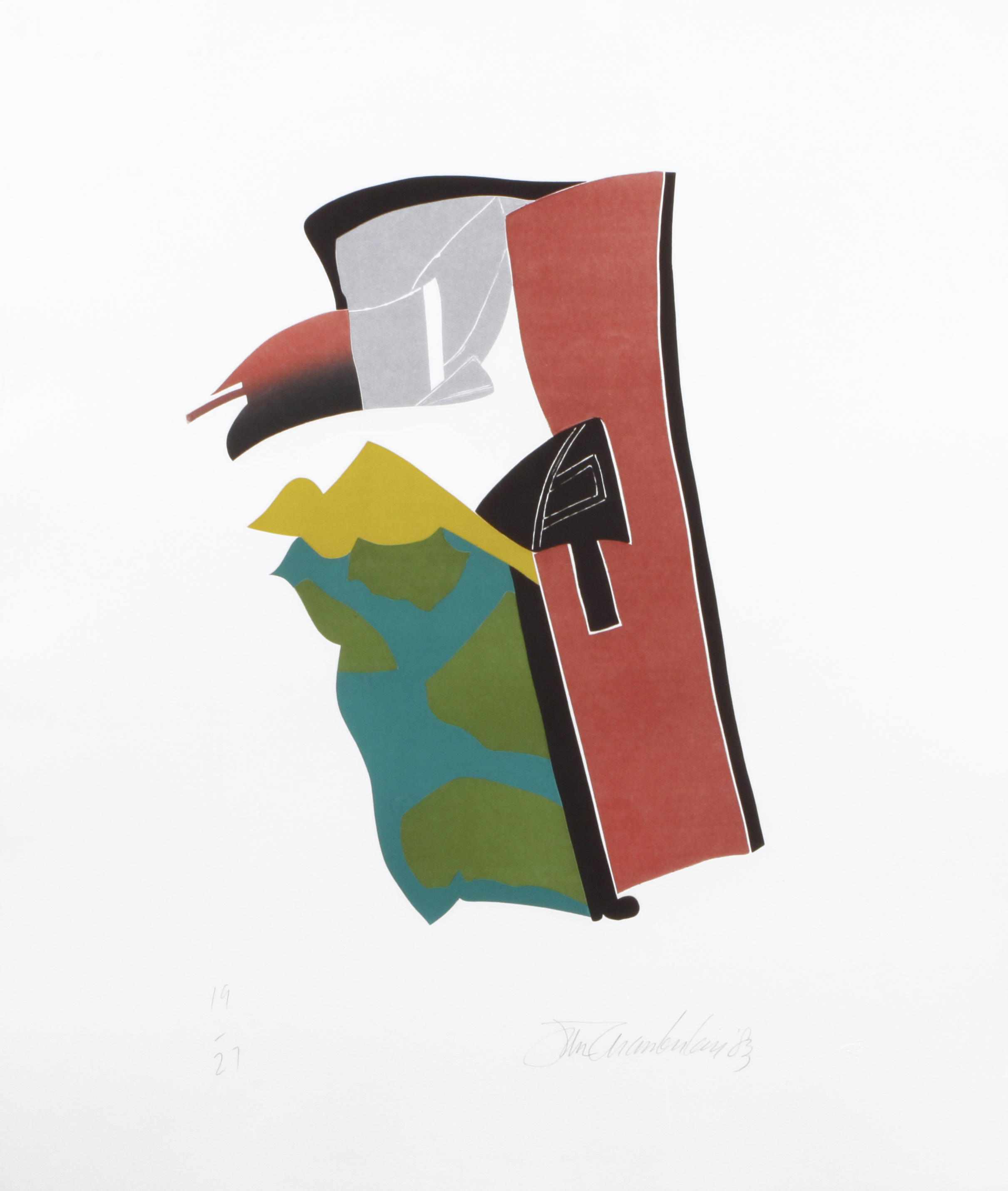 Appraisal: John Chamberlain American After 'Daddy-O-Springs Monoprint in colors with relief