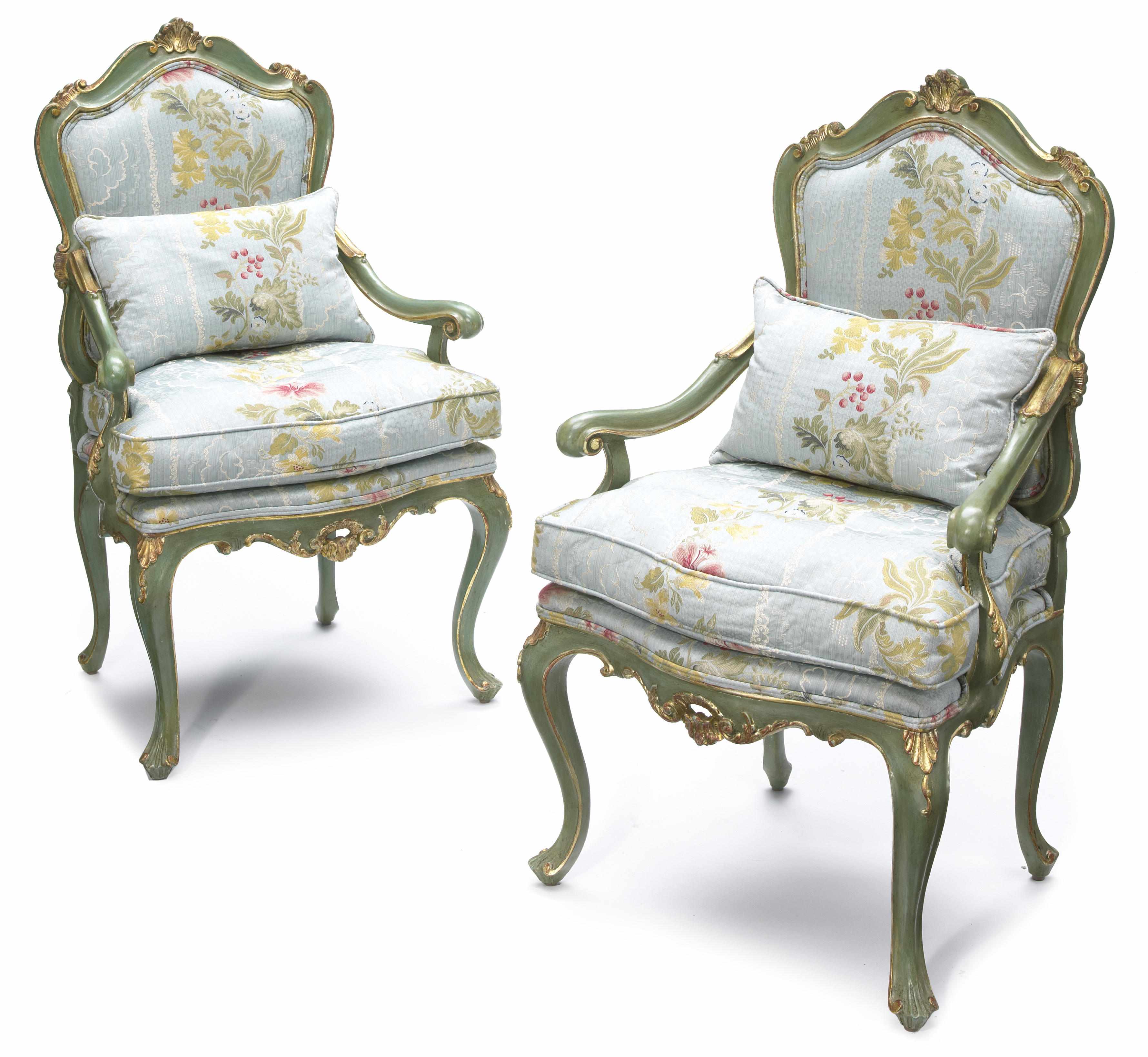 Appraisal: A pair of Venetian Rococo style parcel gilt and green