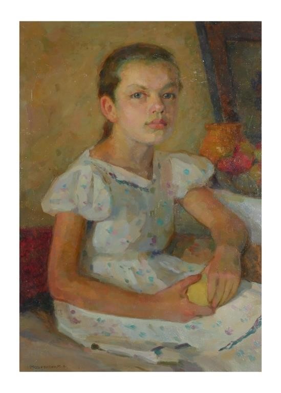 Appraisal: MOSKVITIN OIL ON CANVAS PORTRAITPortrait of a young girl signed