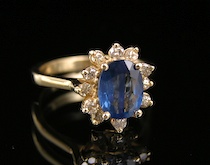 Appraisal: Ladies' Sapphire Diamond Ring A k polished yellow gold ring