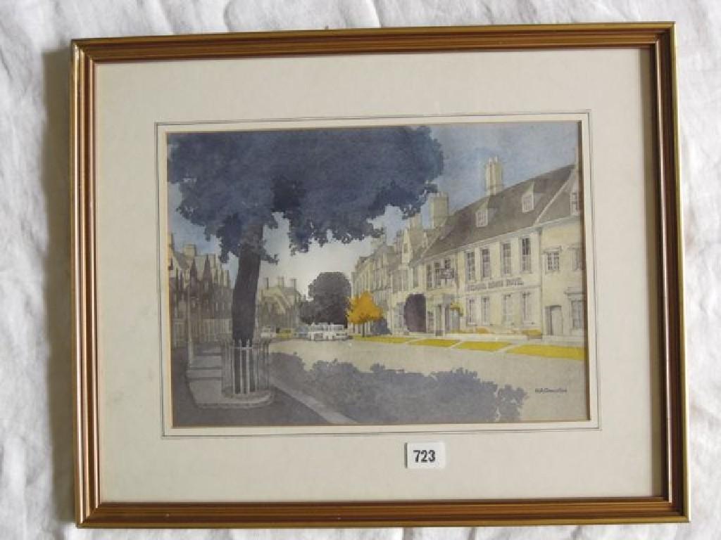 Appraisal: A watercolour of Chipping Campden High Street by R A