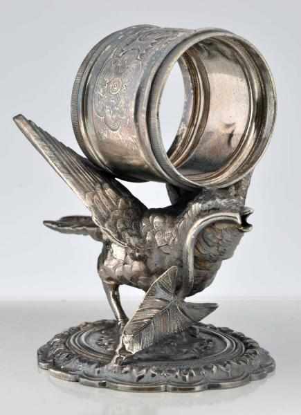 Appraisal: Large Bird Figural Napkin Ring Bird with leaf in mouth