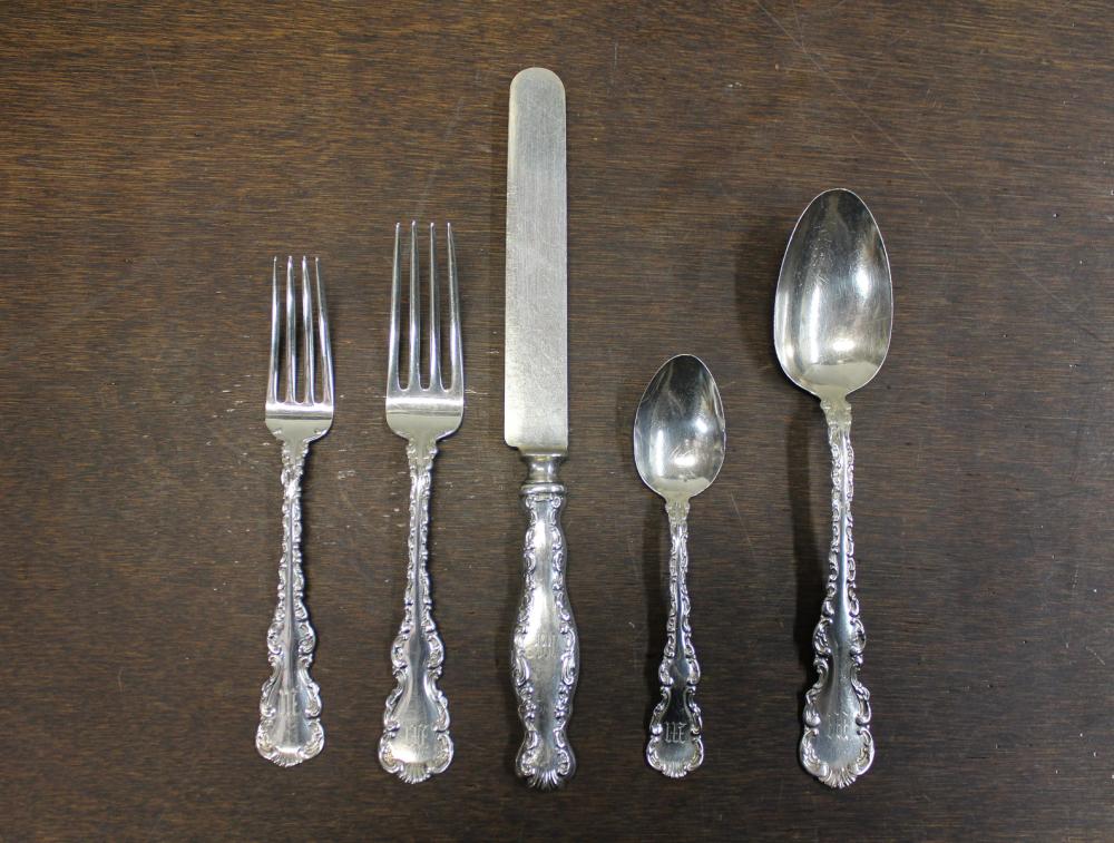 Appraisal: WHITING LOUIS XV STERLING SILVER FLATWARE SET pieces comprised of