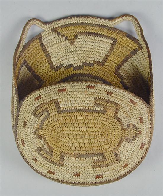 Appraisal: Native American Papago Basket Unusual form with turtle design in