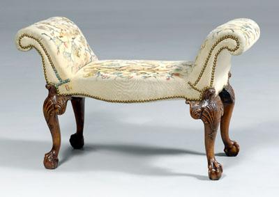 Appraisal: Chippendale style serpentine bench shell and bellflower carved cabriole legs