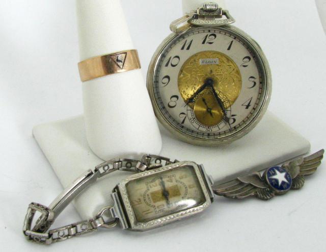 Appraisal: Two Elgin Watches including vintage embossed pocket watch and a