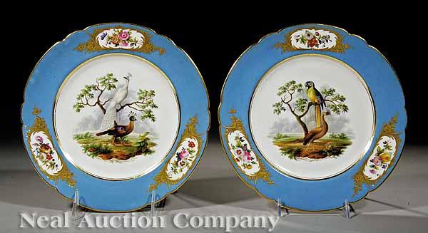 Appraisal: A Fine Pair of Paris Porcelain Polychrome and Gilt-Decorated Ornithological