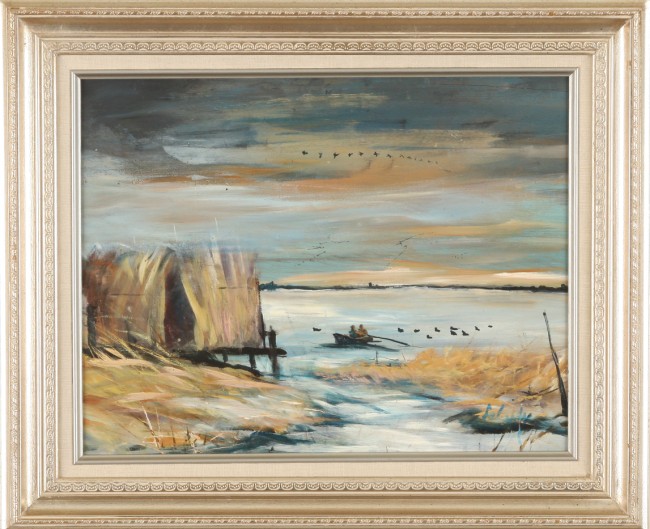 Appraisal: Barneget Bay New Jersey oil on panel x SLR Faherty