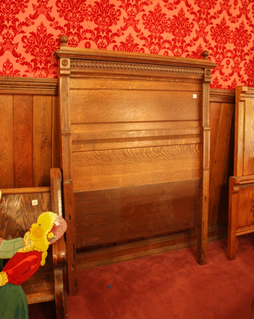 Appraisal: ANTIQUE OAK HEADBOARD American c size H x W