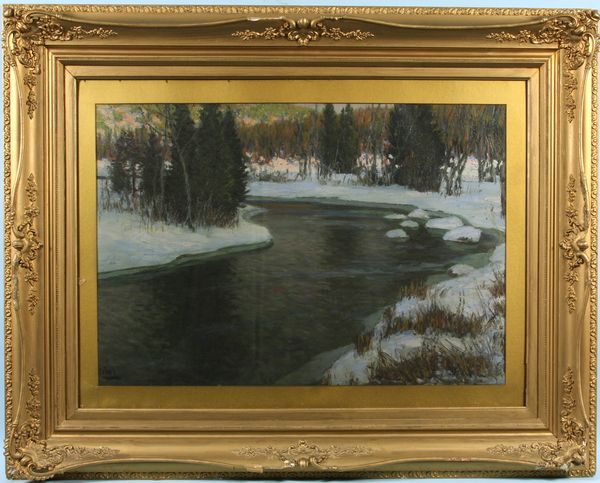 Appraisal: Paul Petri student of Fritz Thaulow winter landscape o c