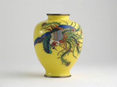 Appraisal: A Japanese ovoid cloisonn vase decorated with an exotic bird