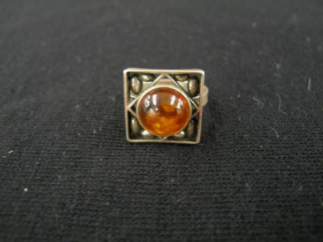 Appraisal: Amber Sterling Silver Ring deco style