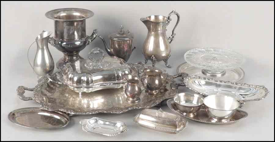 Appraisal: COLLECTION OF SILVER PLATED SERVING ARTICLES Comprised of a tray