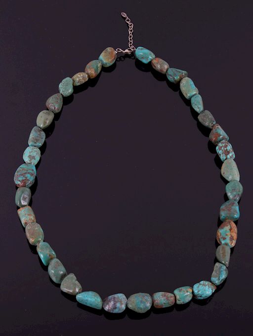 Appraisal: Silver Tumbled Turquoise Designer Barse Necklace For your bidding pleasure