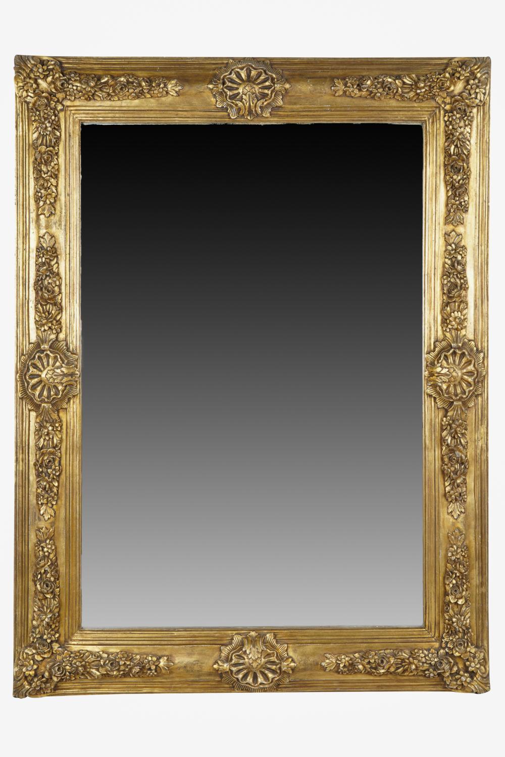 Appraisal: LOUIX XVI STYLE CARVED WOOD GILT MIRRORCondition with areas of