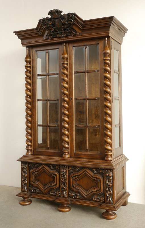 Appraisal: STENCEL CARVED OAK DISPLAY CABINET For china or curios Distinct