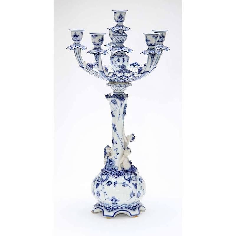 Appraisal: Royal Copenhagen Full Lace Six Arm Candelabra - mark to