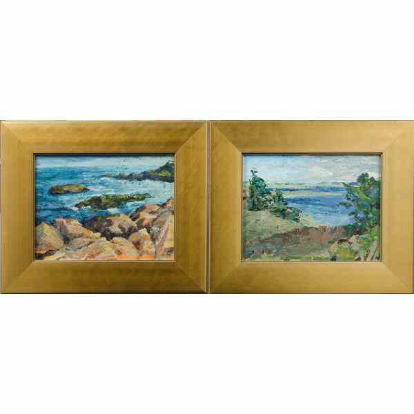 Appraisal: Two Coastal Scenes American th Century Lot of two Coastal