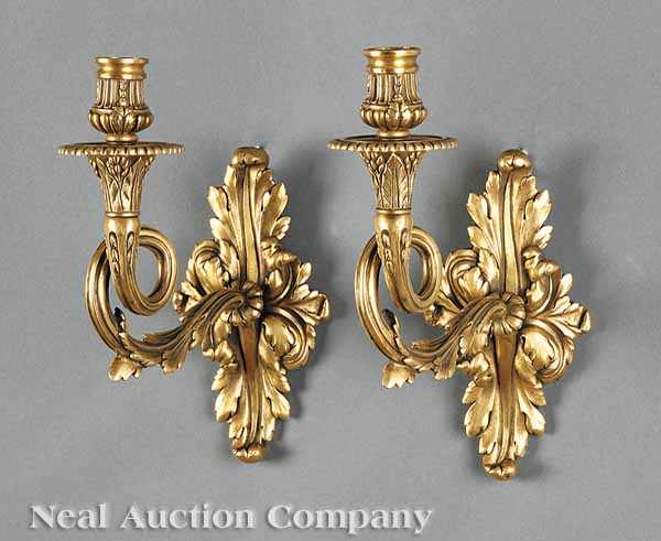 Appraisal: A Pair of American Gilt Bronze Single-Light Sconces in the