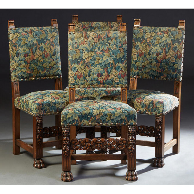 Appraisal: Set of Four French Provincial Carved Oak Dining Chairs th