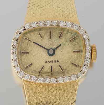 Appraisal: A Ladies' Omega Gold and Diamond Wrist Watch k yellow