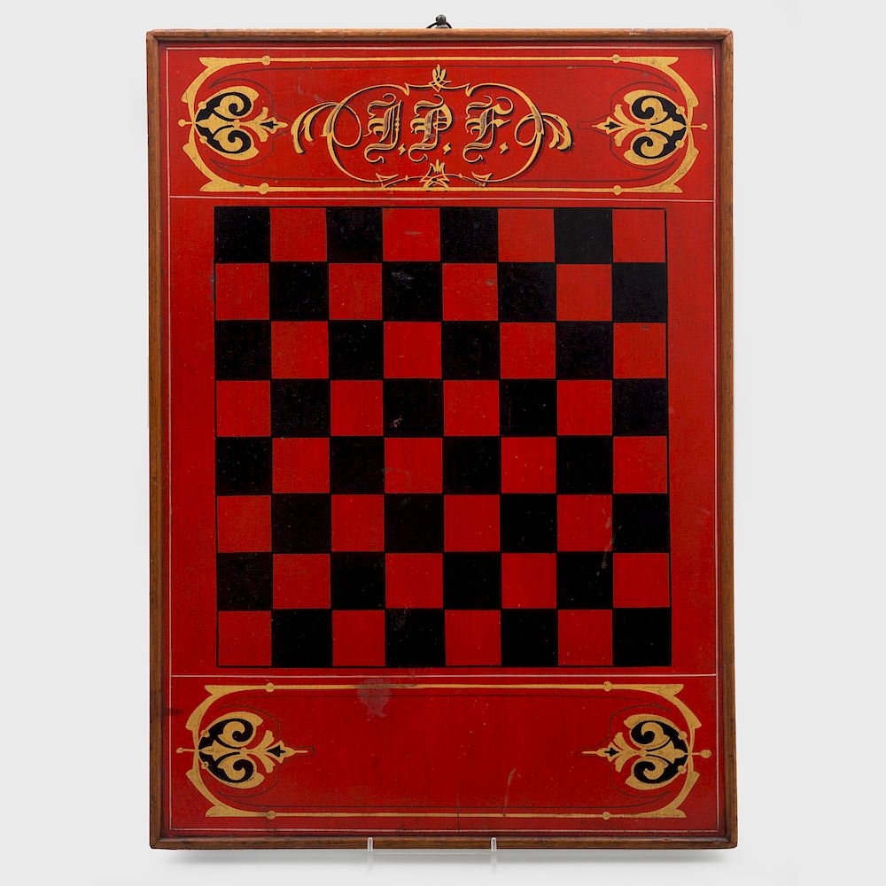 Appraisal: American Painted Wood Game Board Monogrammed x in Condition Minor