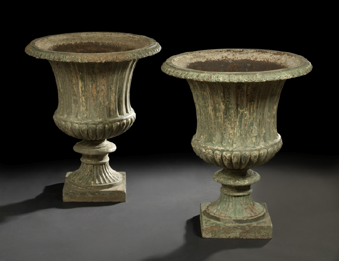 Appraisal: Good Pair of Regency Cast-Iron Garden Urns first quarter th