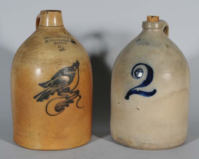 Appraisal: Pair of Decorated Stoneware Two-Gallon Jugs including Dean Foster Co