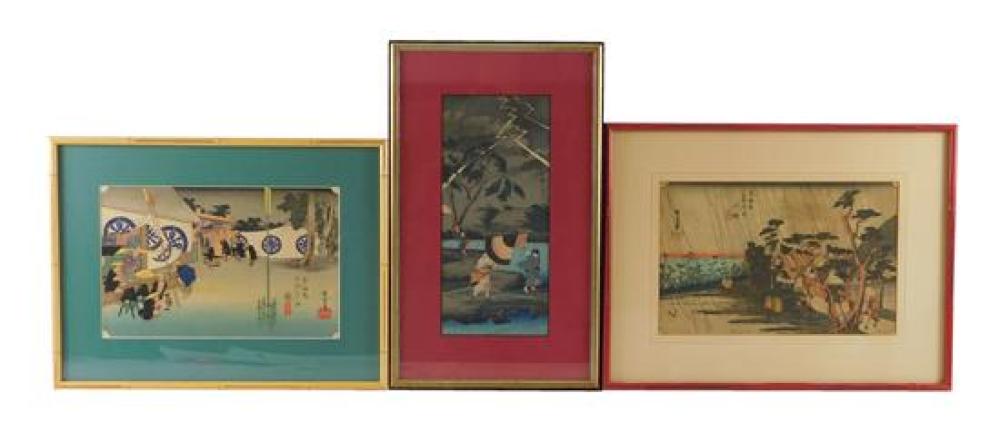 Appraisal: ASIAN Three Japanese woodblock prints including two by Hiroshige -