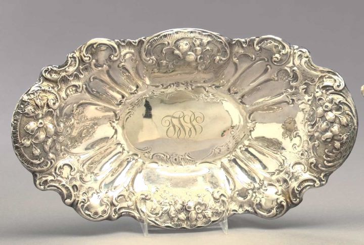 Appraisal: Mauser Embossed Sterling Silver Oval Fruit Bowl first quarter th