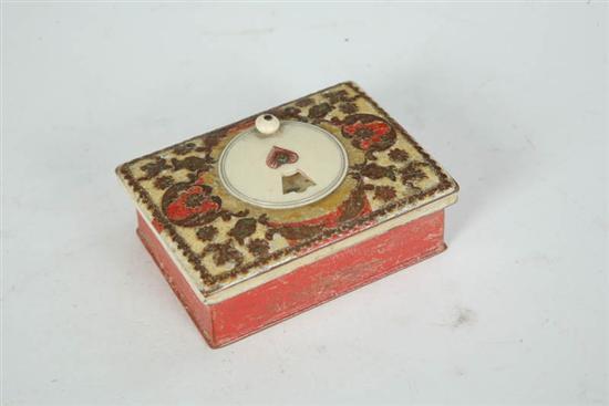 Appraisal: GAME BOX Paper mache lid and base with an ivory