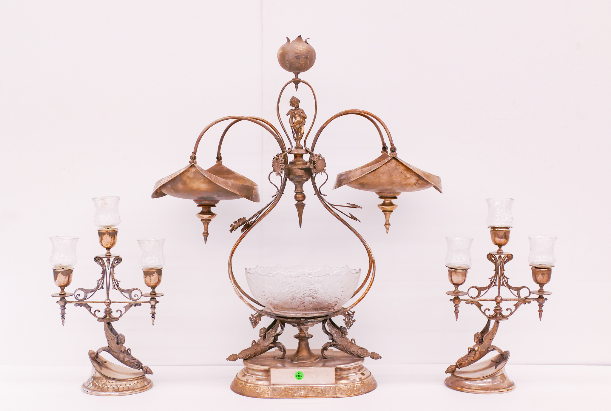 Appraisal: pc Ornate Victorian Silverplated Centerpiece Candelabra Set- Center x ''