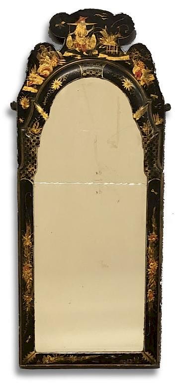 Appraisal: Fine Japanned Queen Anne Mirror Fine Japanned Queen Anne mirror