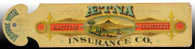 Appraisal: Tin Litho Insurance Co Book Ledger Marker Description Aetna Ins