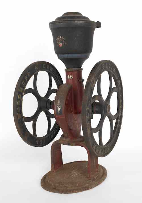 Appraisal: Painted cast iron Elgin National Coffee Mill h