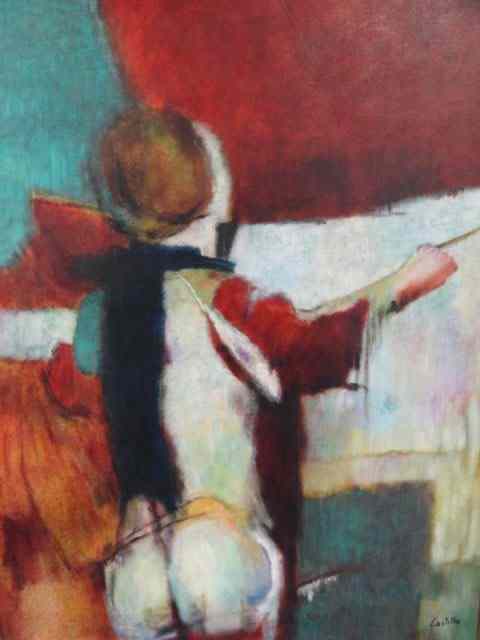 Appraisal: CASTILLO Modernist Oil on Canvas of Figure Signed lower right