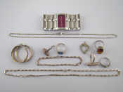 Appraisal: A quantity of white metal tests silver jewellery comprising rings