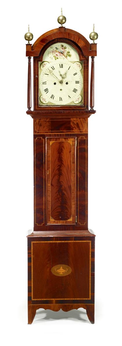 Appraisal: George III mahogany crossbanded and satinwood inlaid tall case clock