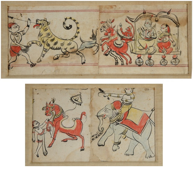 Appraisal: TWO TH CENTURY INDIAN PEN AND INK DRAWINGS of performing