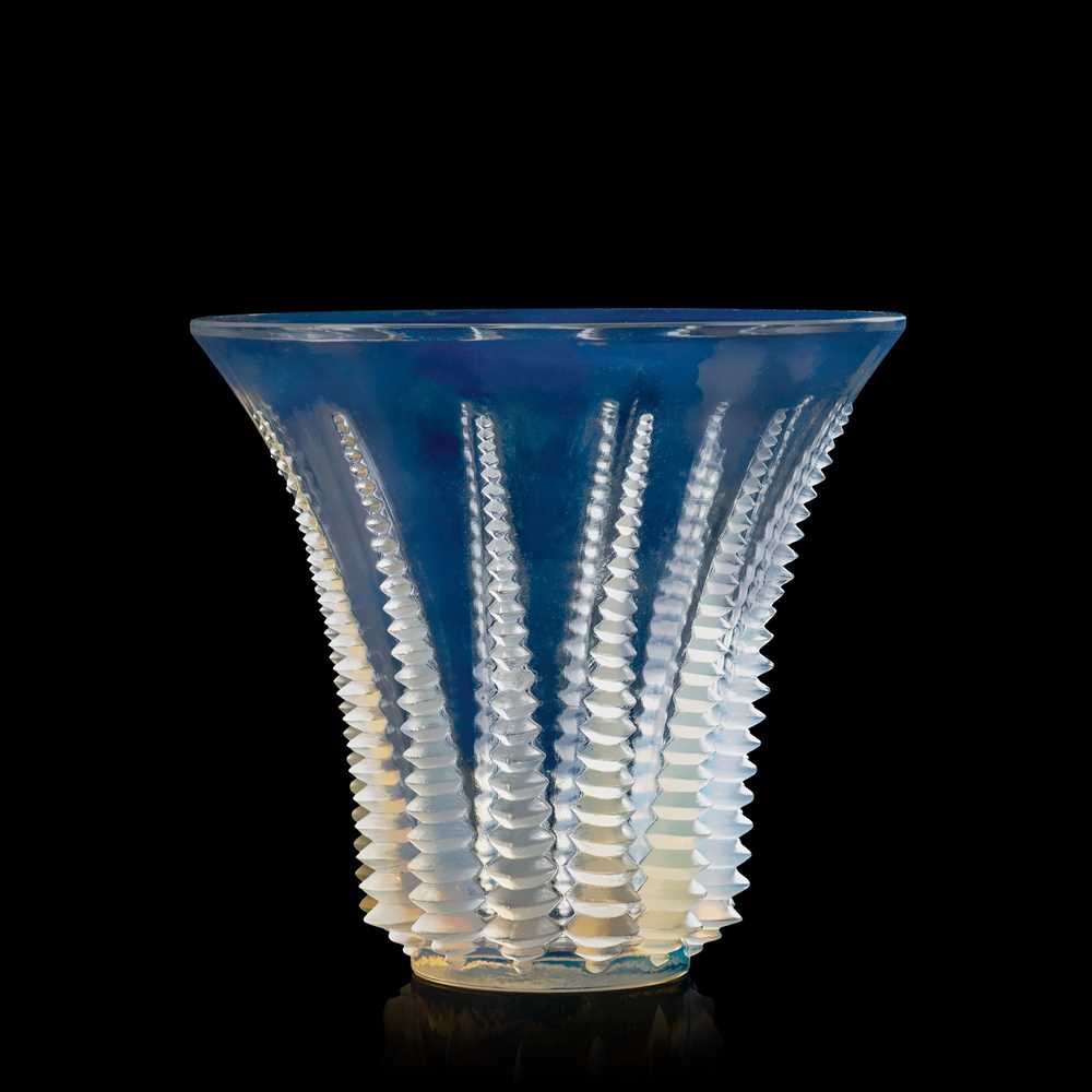 Appraisal: REN LALIQUE FRENCH - FONT-ROMEU VASE NO - designed opalescentstencilled