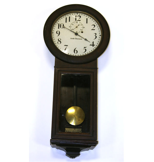 Appraisal: Seth Thomas wall clock round face brass pendulum H Slight