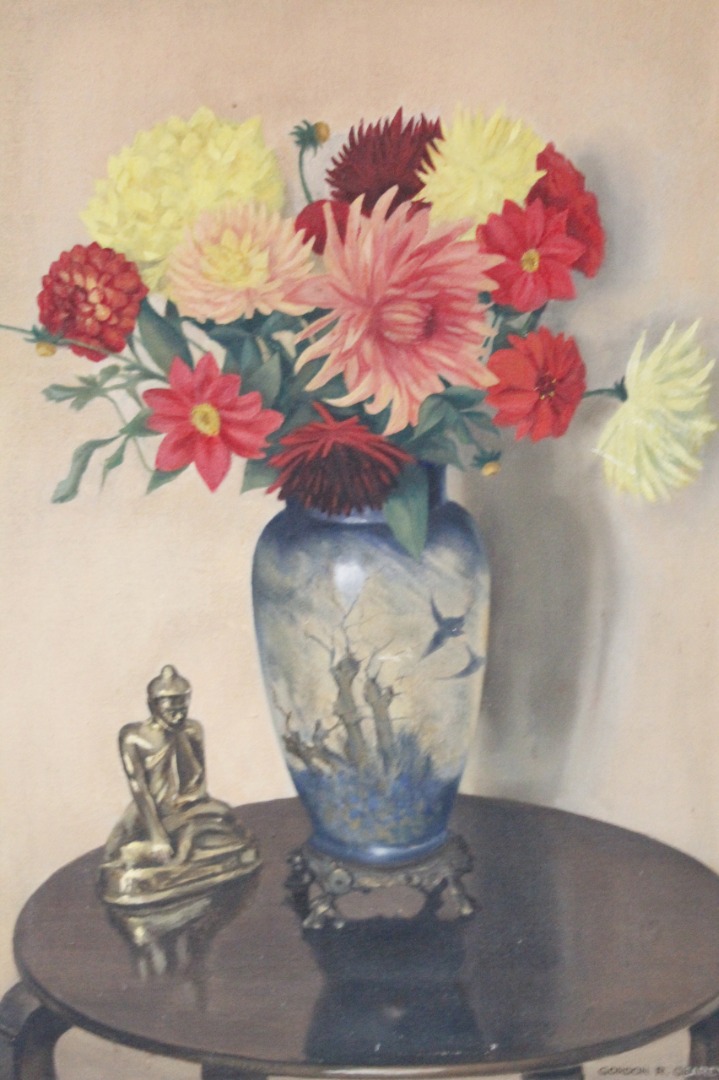 Appraisal: Gordon R Gearey fl Still life vase of flowers on