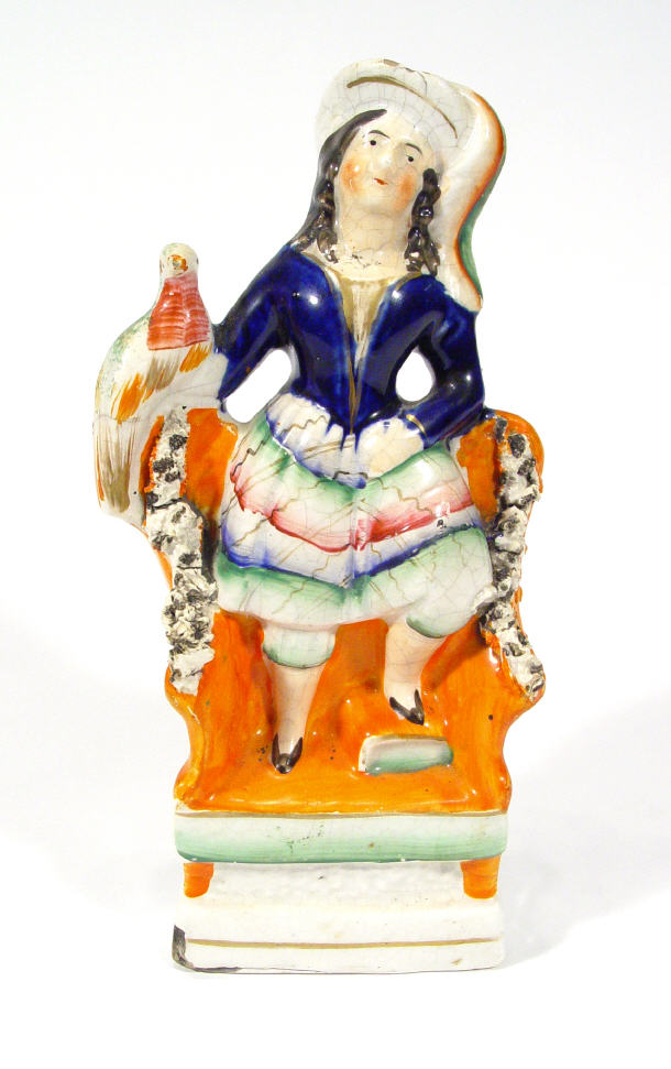 Appraisal: Victorian Staffordshire flat back a figure beside a bird on