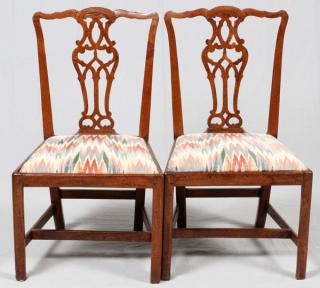 Appraisal: ENGLISH ELM SIDE CHAIRS TH C PAIR ENGLISH ELM SIDE