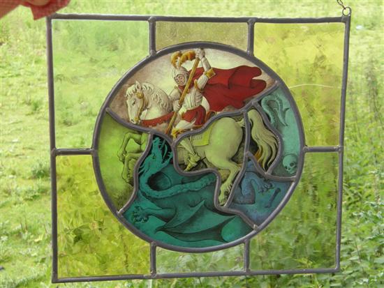 Appraisal: th century stained glass panel the centre depicting St George