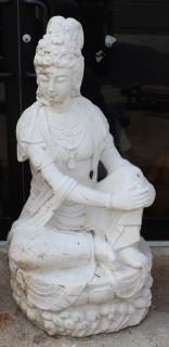 Appraisal: Vintage Carved Marble Lifesize Sculpture of a Buddha As Is